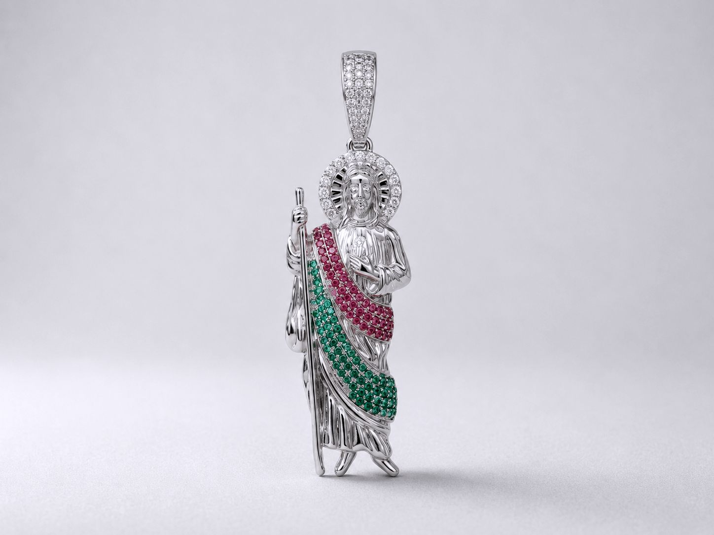 Silver 925 Multi Color CZ  St. Jude Pendant