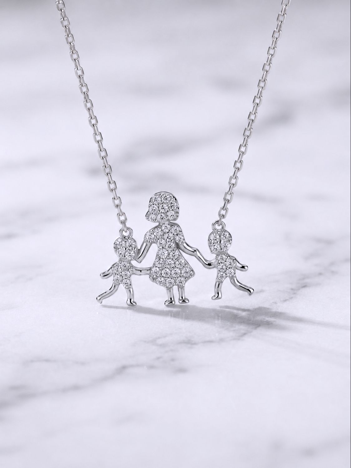 Silver Mother &amp; Two Sons Necklace