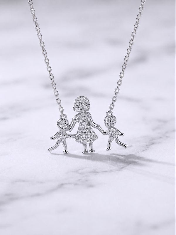 Silver Mother &amp; Two Sons Necklace