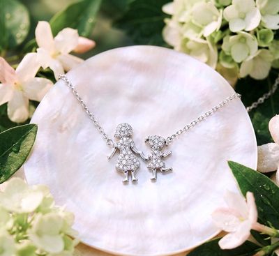 Silver Mother &amp; Daughter Necklace