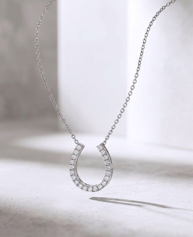 Silver Clear CZ Horse Shoe Necklace