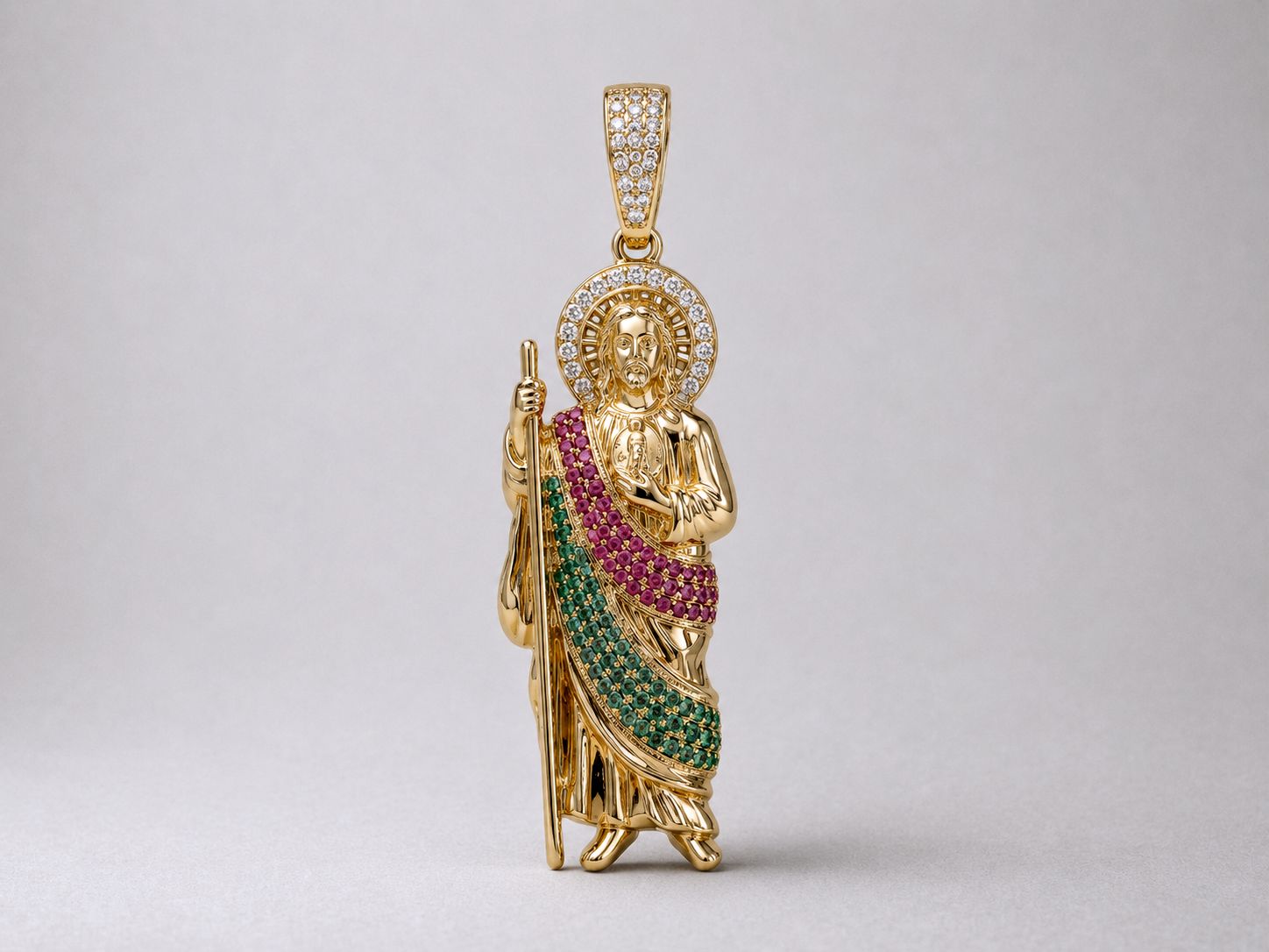 Silver Multi Color CZ St. Jude Pendant gold plated
