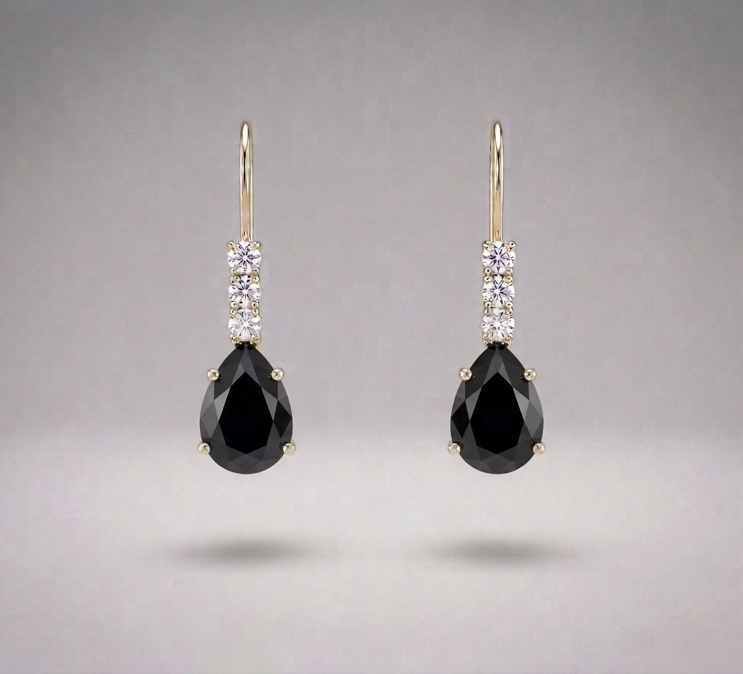 14kt Gold 3 Stone Pear Shape (Black Onyx)