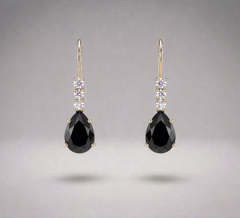 14kt Gold 3 Stone Pear Shape (Black Onyx)