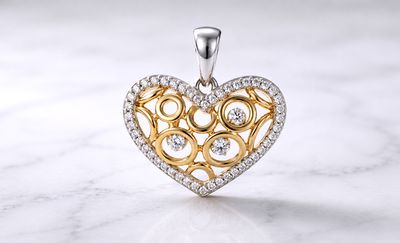 14kt Gold Heart Shaped Filigree Two-Tone
