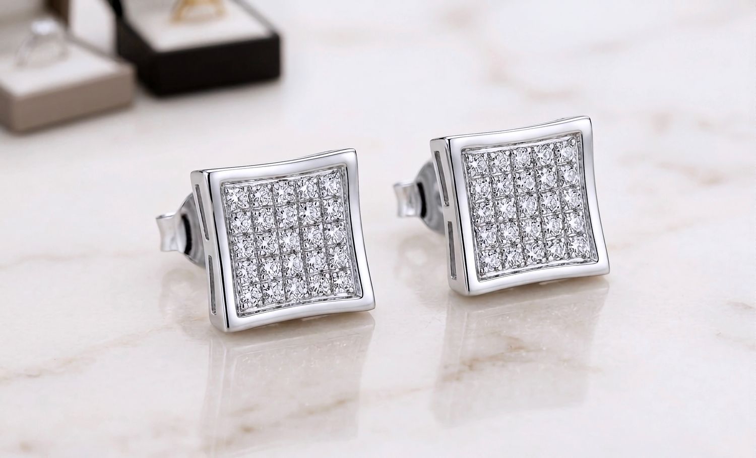 14kt White Gold Diamond Micro-Pave Stud Earrings