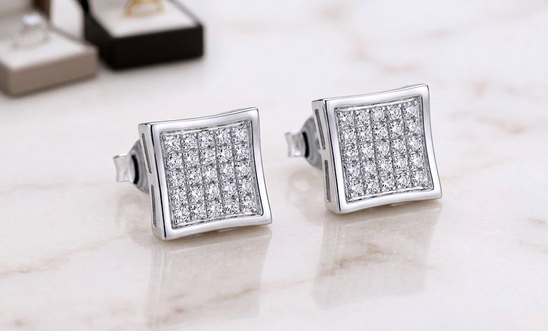 14kt White Gold Diamond Micro-Pave Stud Earrings