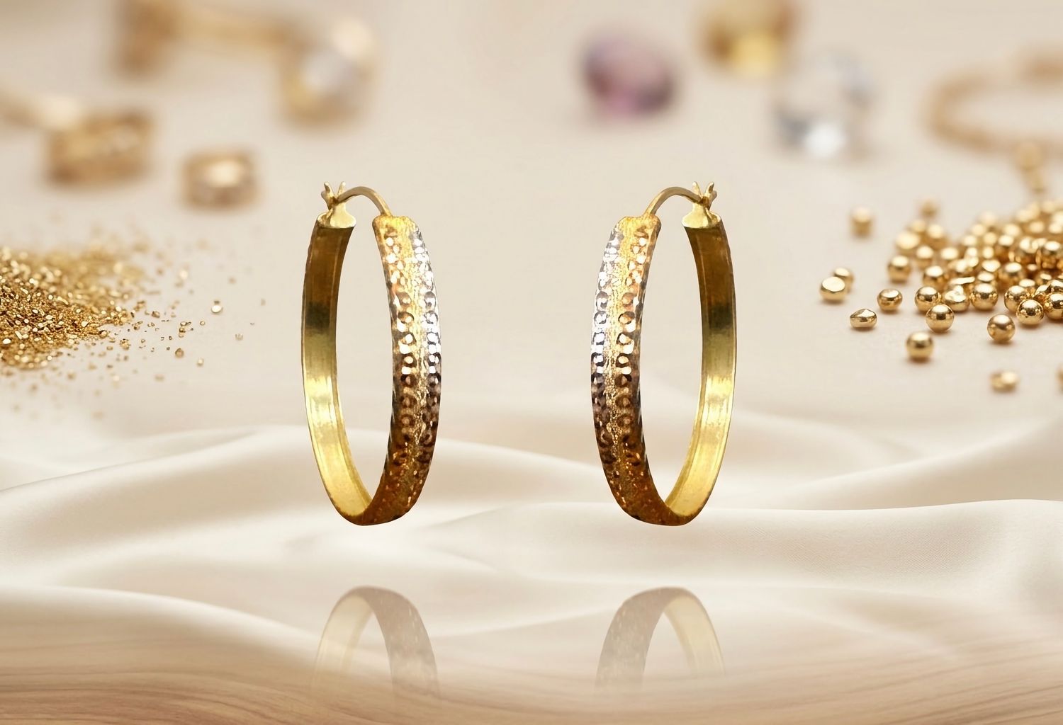 14kt Gold Tri-Color Hoop Earrings