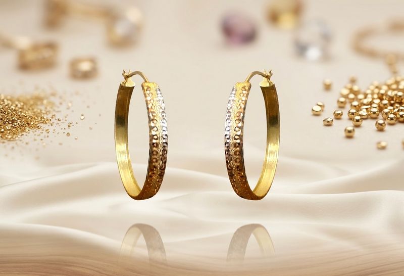 14kt Gold Tri-Color Hoop Earrings