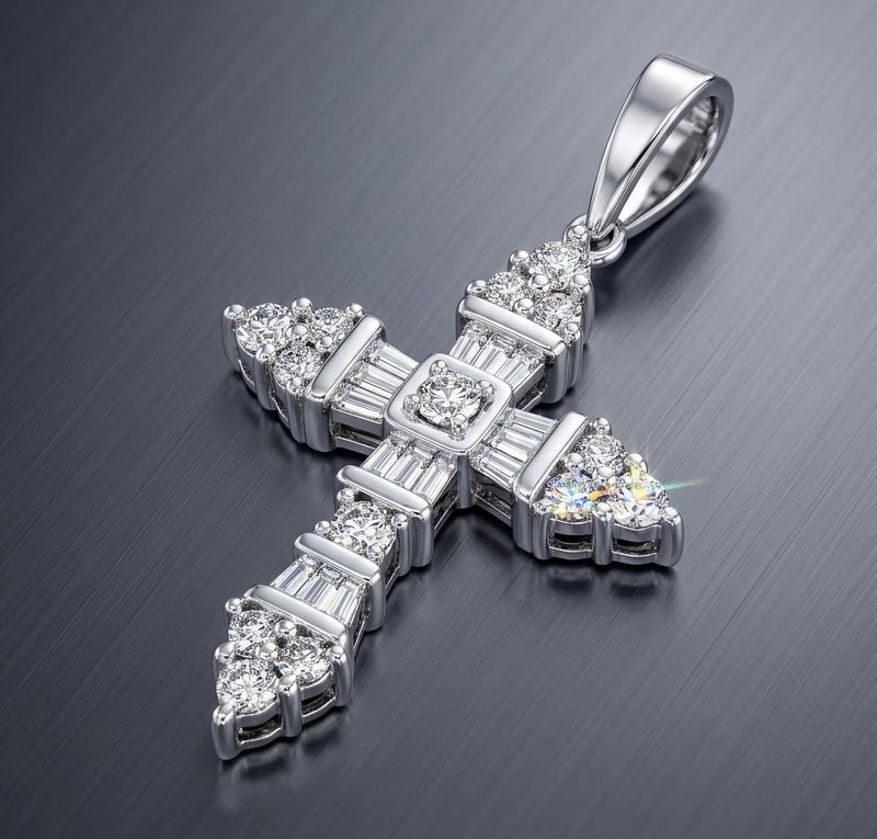 14kt White Gold Diamond Cross Pendant