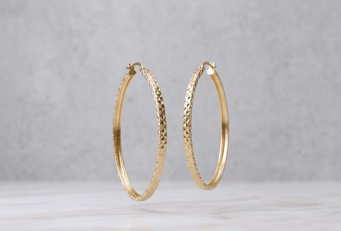 14kt Fancy Gold Hoop Earrings
