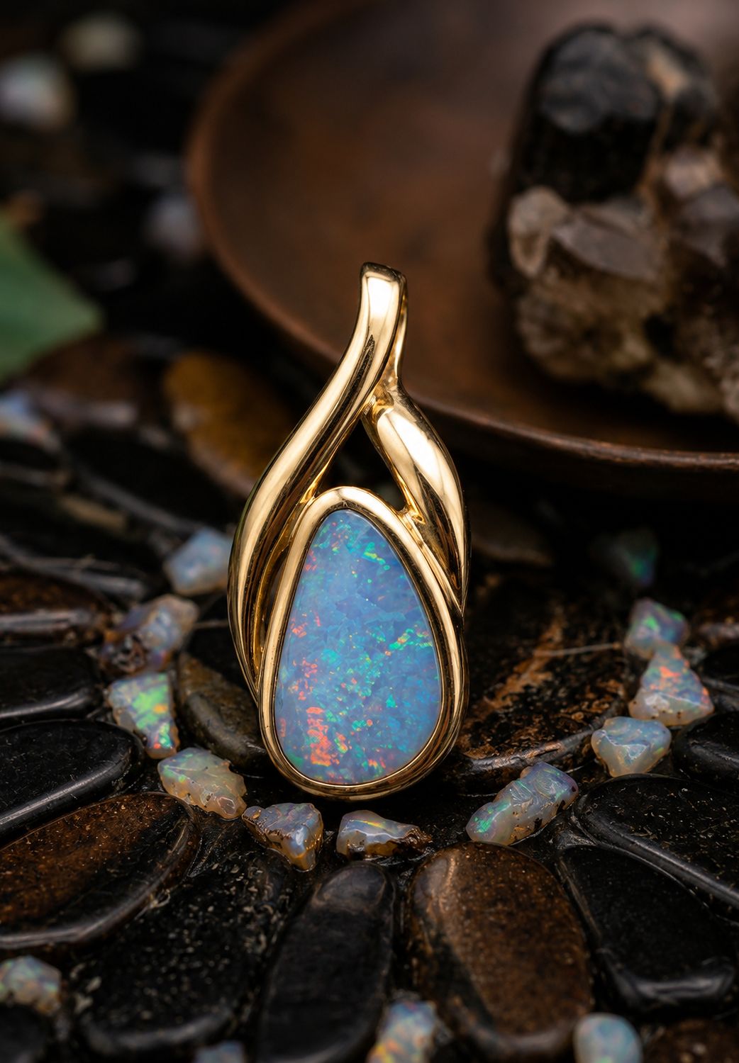 14kt Opal Teardrop Pendant