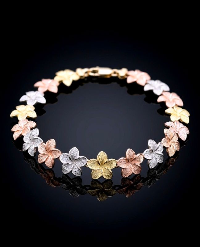 14kt Tri-Color Flower Bracelet