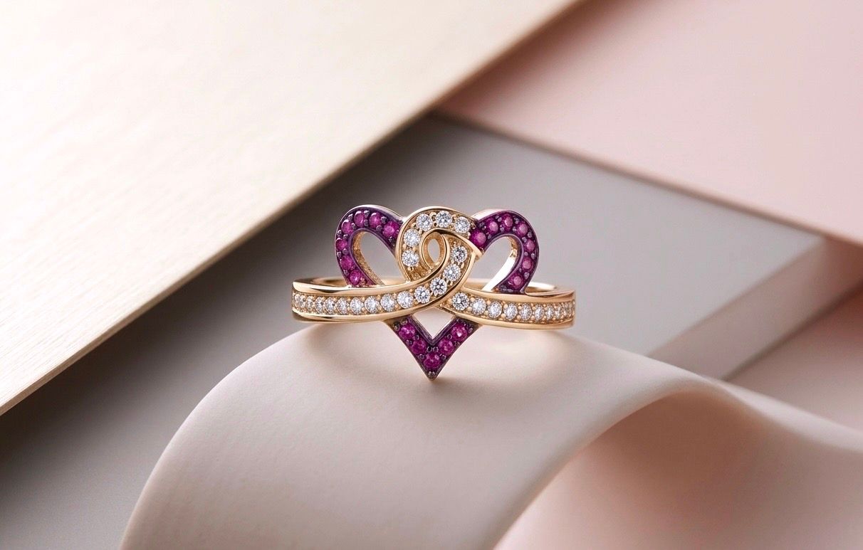 14kt Gold Double Intertwined Heart Ring
