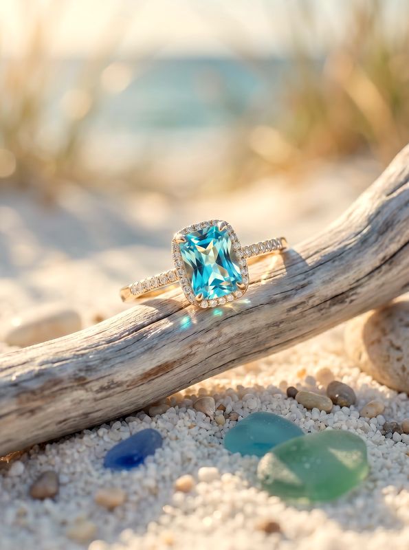 14kt Gold Cushion-Cut Aquamarine Ring