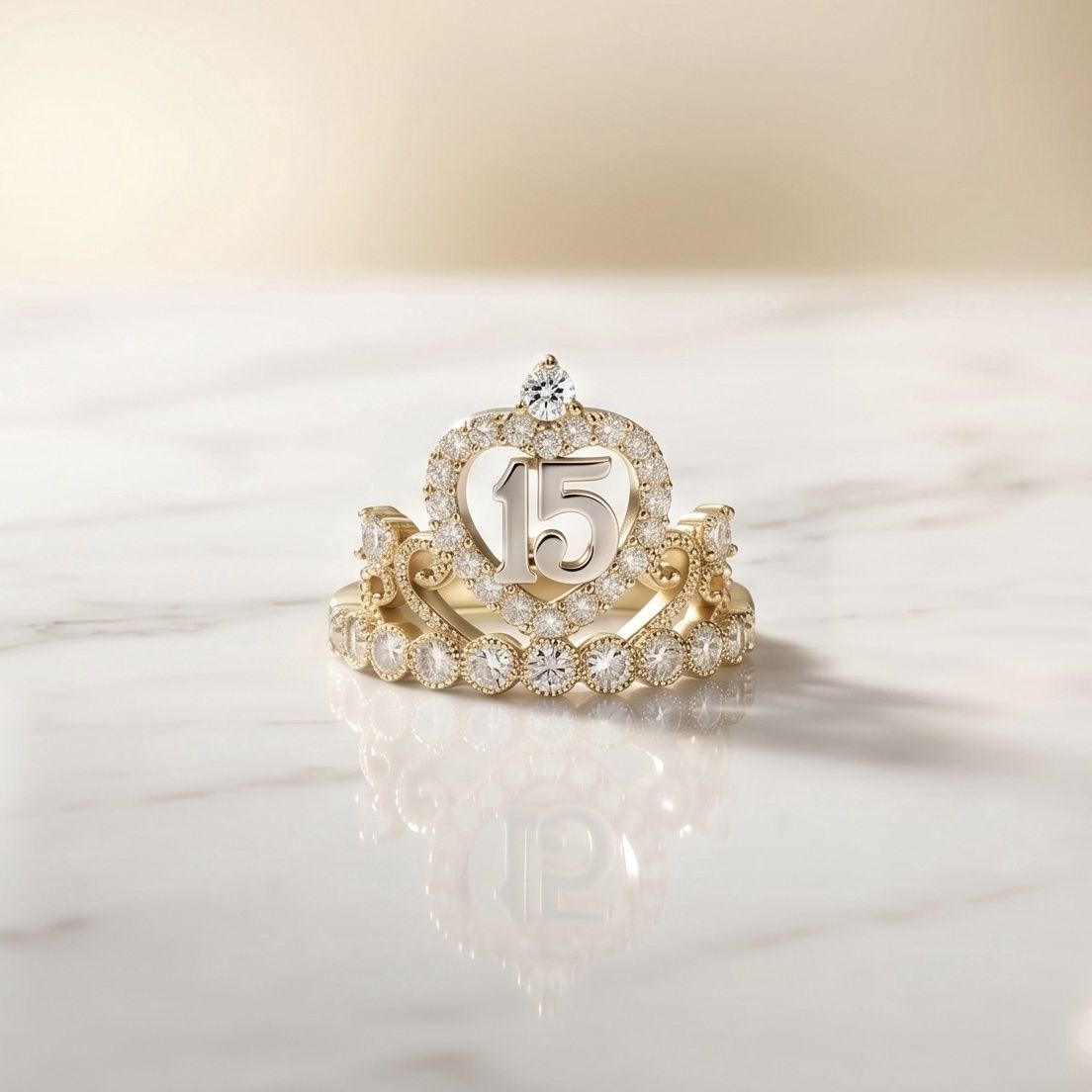 14kt Gold Sweet (15) Crown Ring