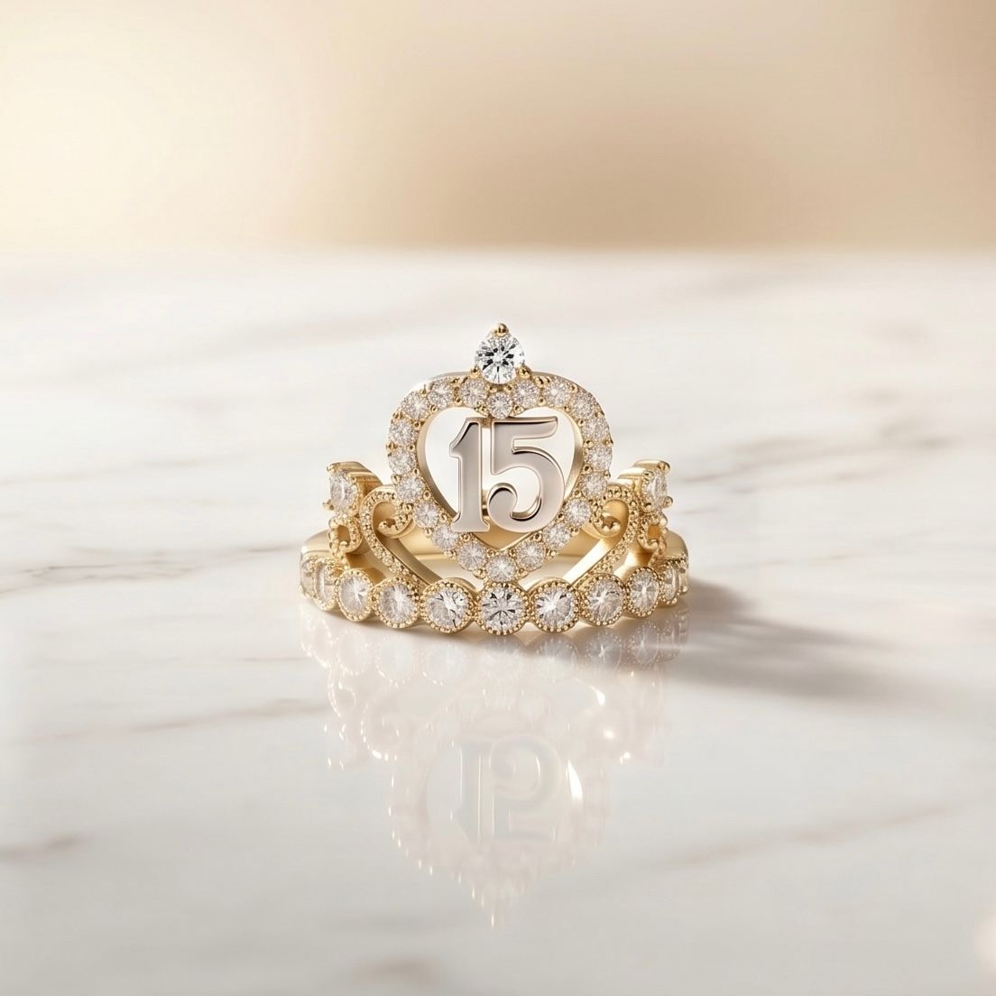 14kt Gold Sweet (15) Crown Ring