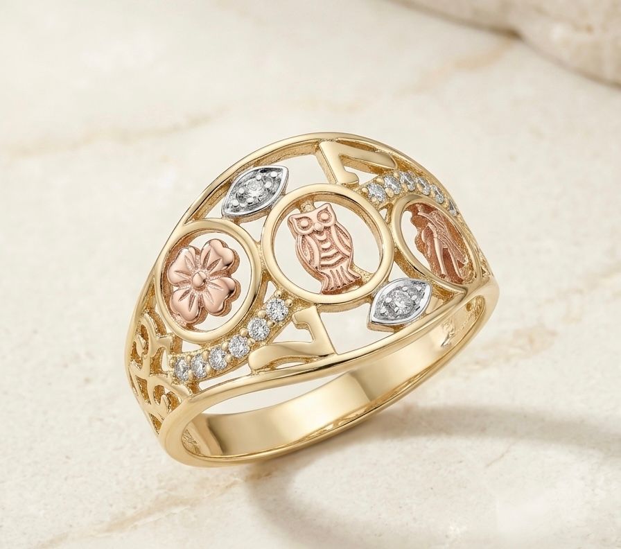 14kt Two-Tone Lucky Symbol Band