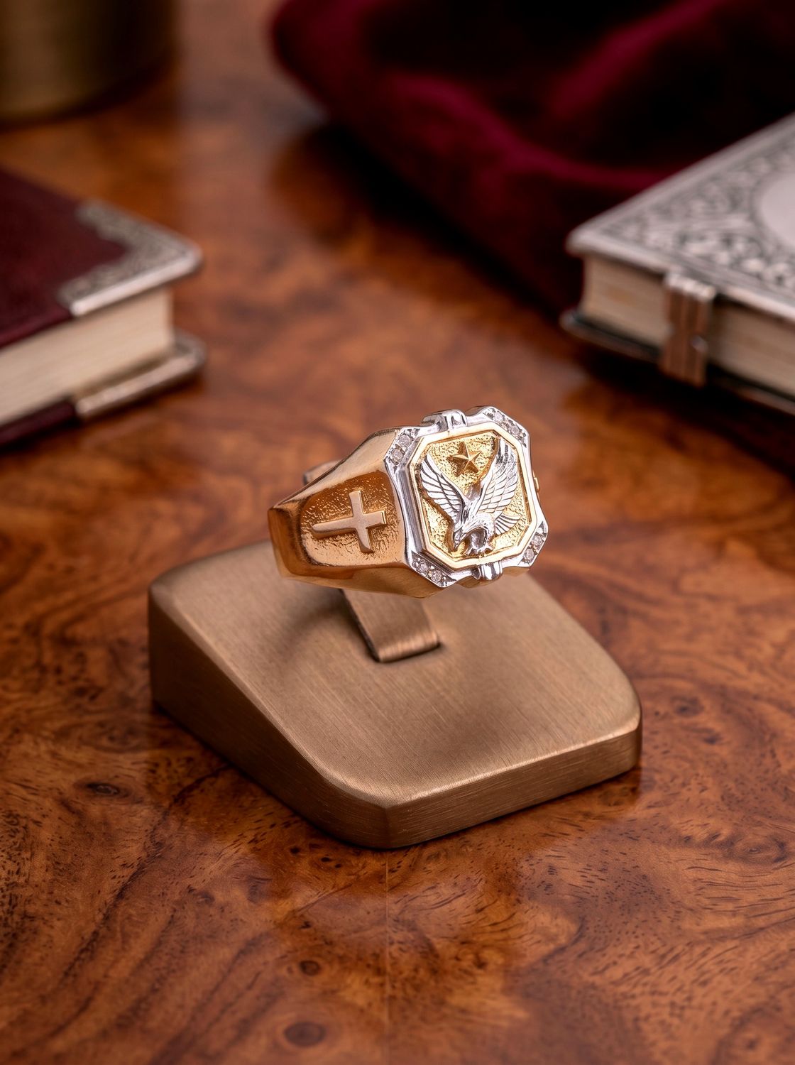14kt Gold Men's Patriotic Eagle Ring