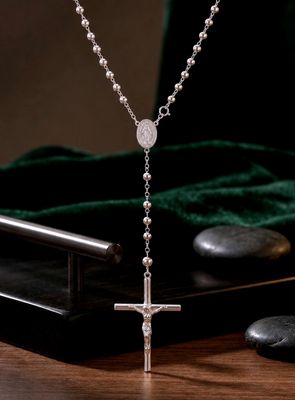 Sterling Silver Diamond Cut Rosary 4mm