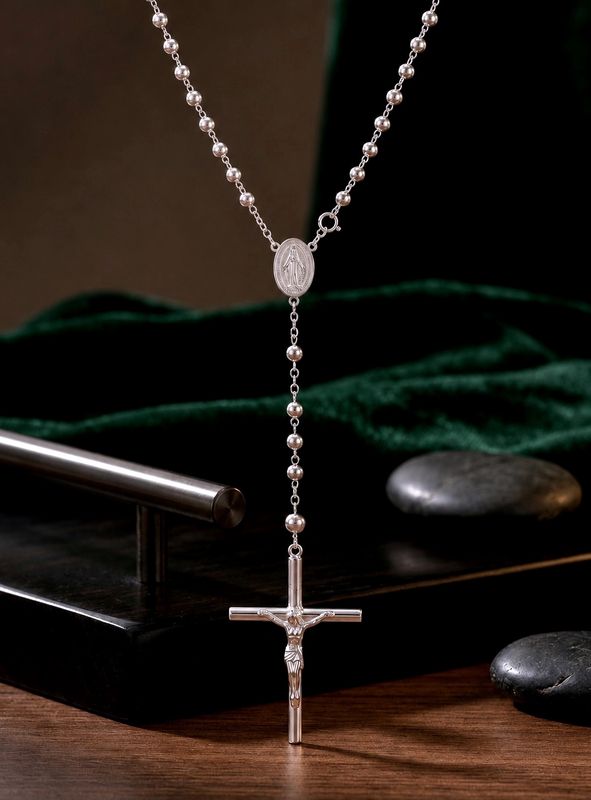 Sterling Silver Diamond Cut Rosary 4mm