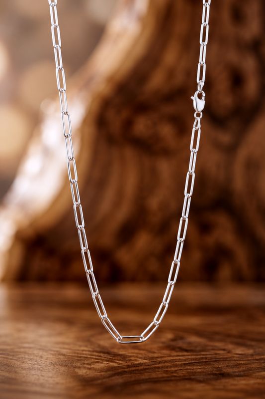Sterling Silver Long Link Paperclip Chain/ Lobster Clasp 4.3mm 20"
