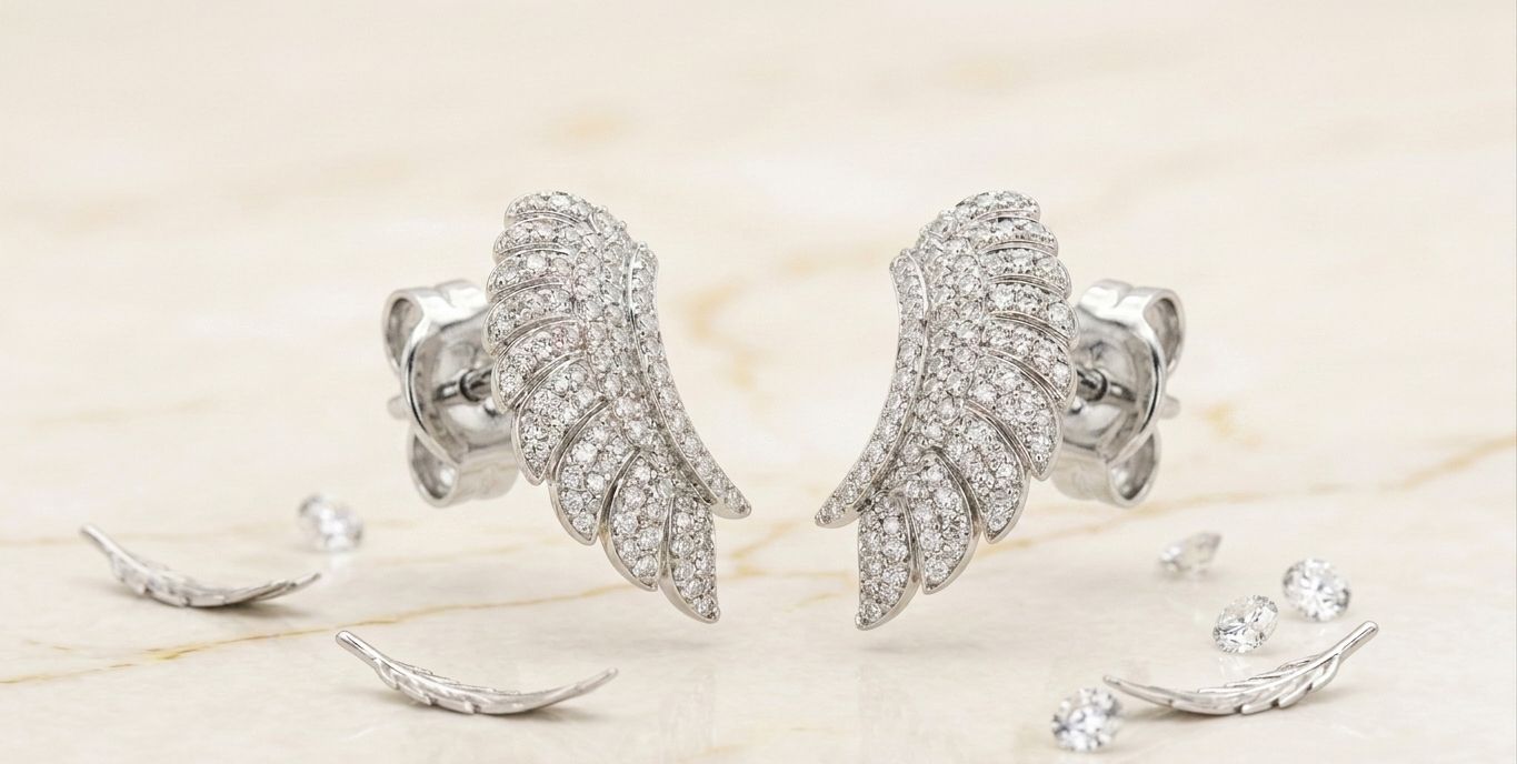 Sterling Silver Angel  Wings Climbing Earrings