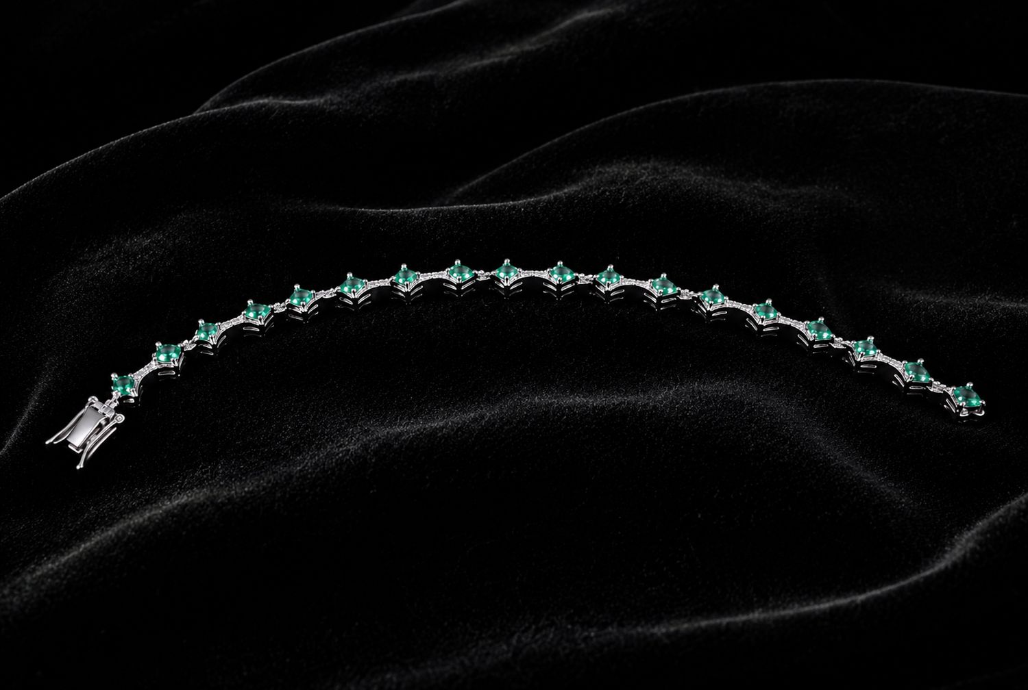 Silver Emerald Tennis Bracelet CZ