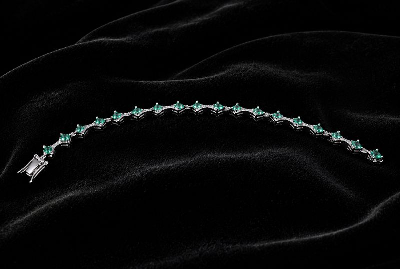 Silver Emerald Tennis Bracelet CZ