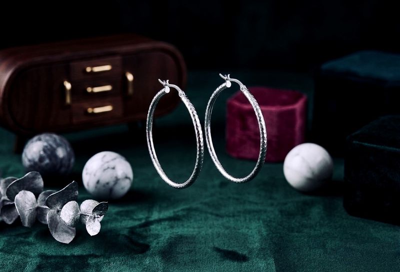 Silver Diamond Cut hoop Earrings 3mm Wide
