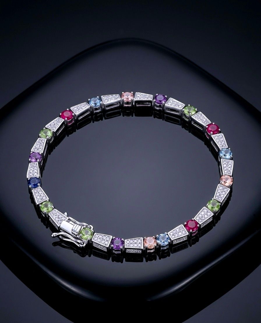 Silver 925 Muti-Color Tennis Bracelet