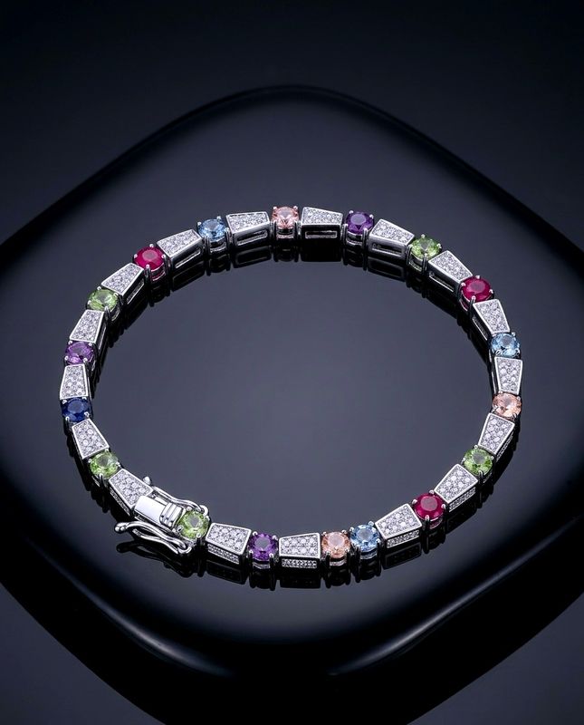 Silver 925 Muti-Color Tennis Bracelet
