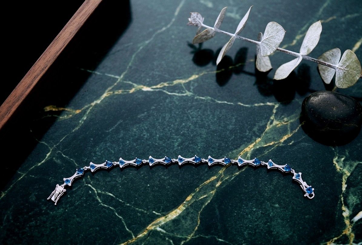 Silver Blue Topaz CZ Tennis Bracelet