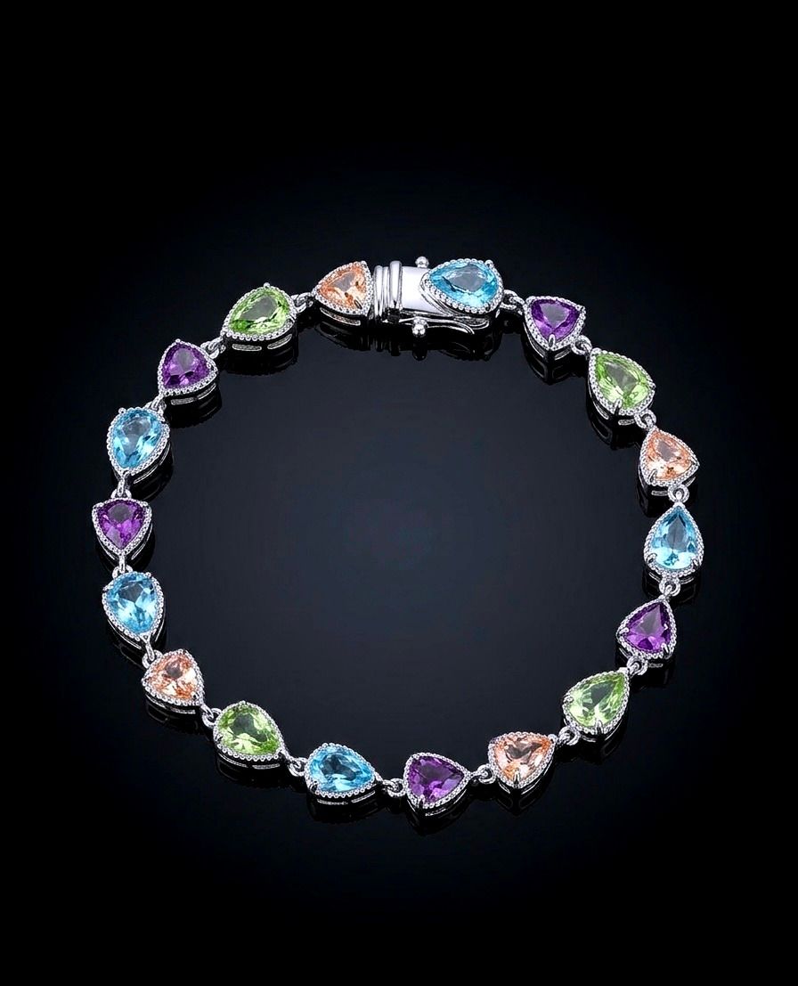 Silver Multi-Color CZ Tennis Bracelet