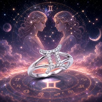 Sterling Silver Gemini Ring CZ
