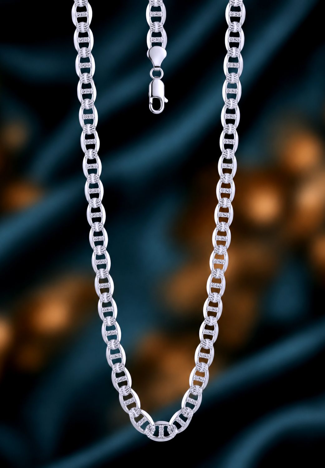 Sterling Silver 1-Sided F Marina  24" Chain