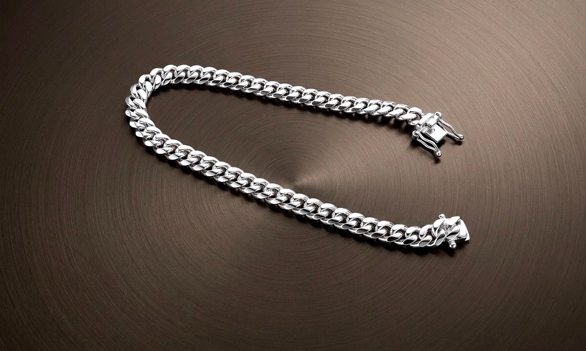 Sterling Silver Miami Cuban Bracelet Box Lock 7.4mm/8"