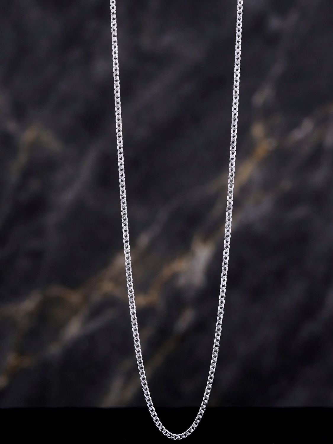 Sterling Silver  Super Flat Curb 20" 3mm One side Pave