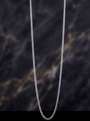 Sterling Silver  Super Flat Curb 20" 3mm One side Pave