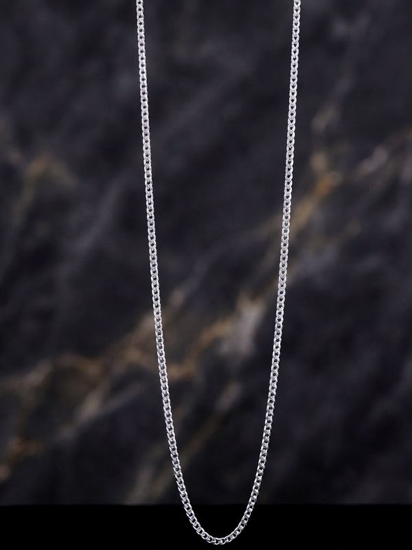 Sterling Silver  Super Flat Curb 20" 3mm One side Pave