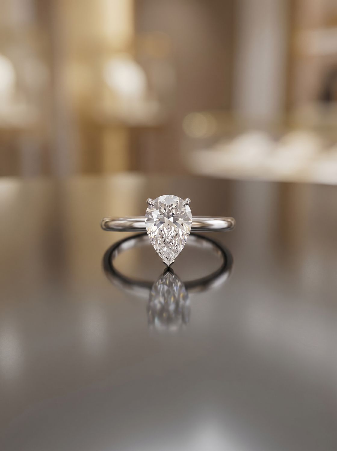 14kt White Gold Pear Solitaire 1.09 CT VSS2 Color D