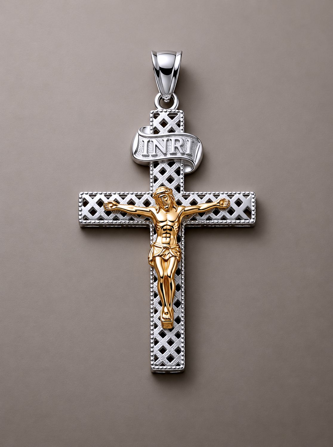 Sterling Silver Two Tone Cross Pendant