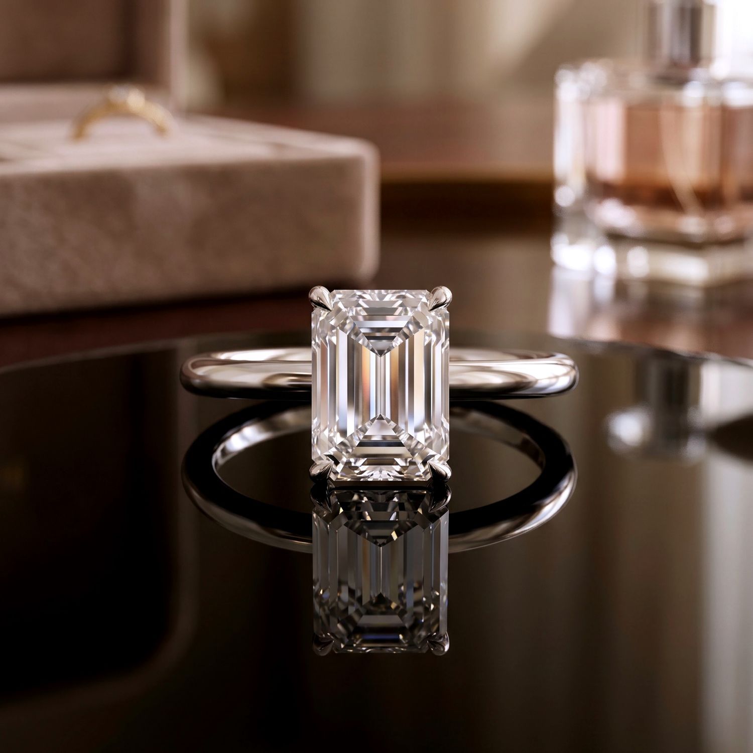 14kt White Gold Emerald Solitaire 2.05 CT VS1 Color E