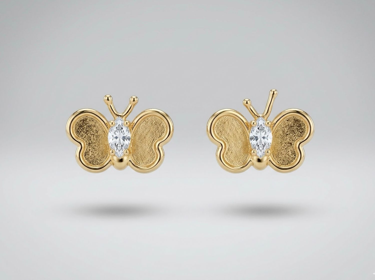 14kt Gold Butterfly CZ Earrings
