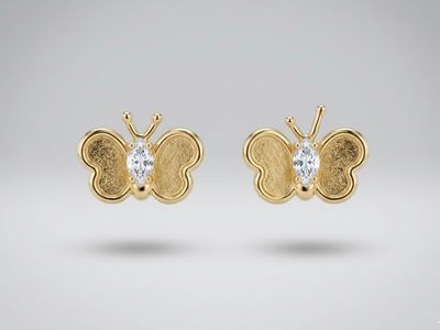 14kt Gold Butterfly CZ Earrings