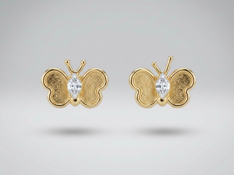 14kt Gold Butterfly CZ Earrings