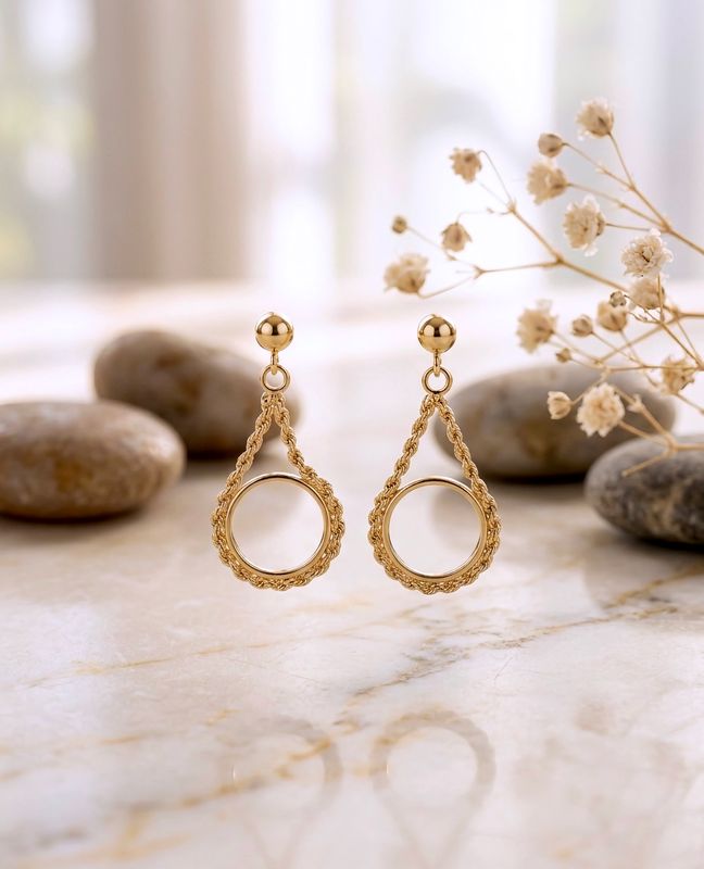 14kt Gold "Coin" Rope Earrings