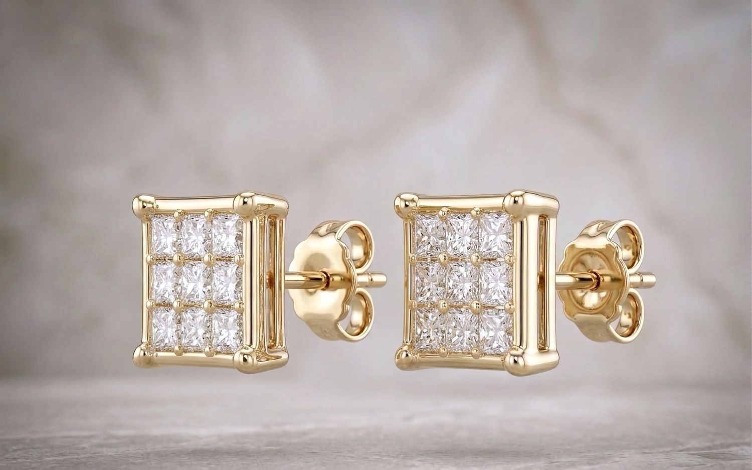 14kt Gold Diamond  Micro-Pave (Small) Stud Earrings
