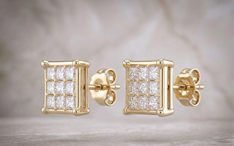 14kt Gold Diamond  Micro-Pave (Small) Stud Earrings