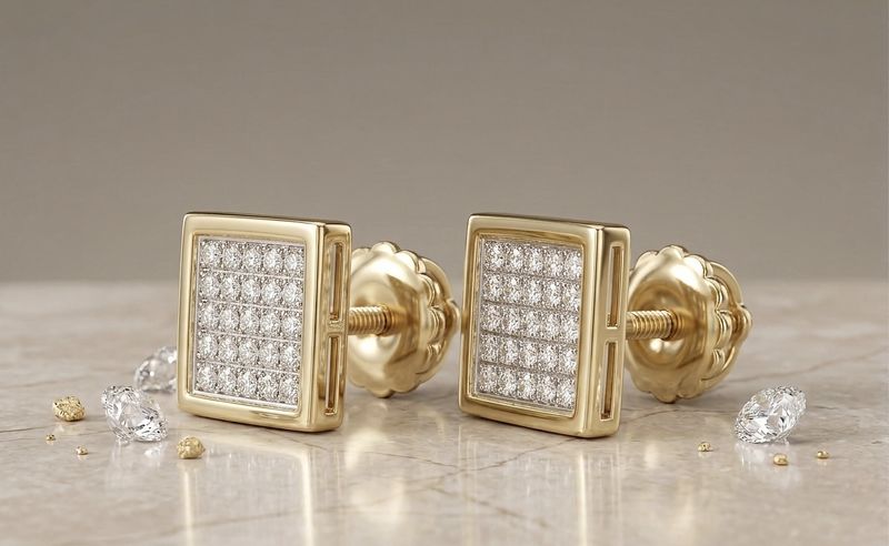 14kt Gold Diamond Micro-Pave Stud Earrings